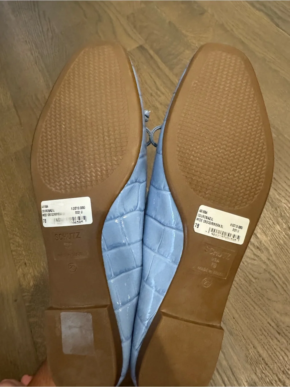 Schutz Light Blue Croc-Embossed Leather Ballet Flats | Arissa Ballet Flat